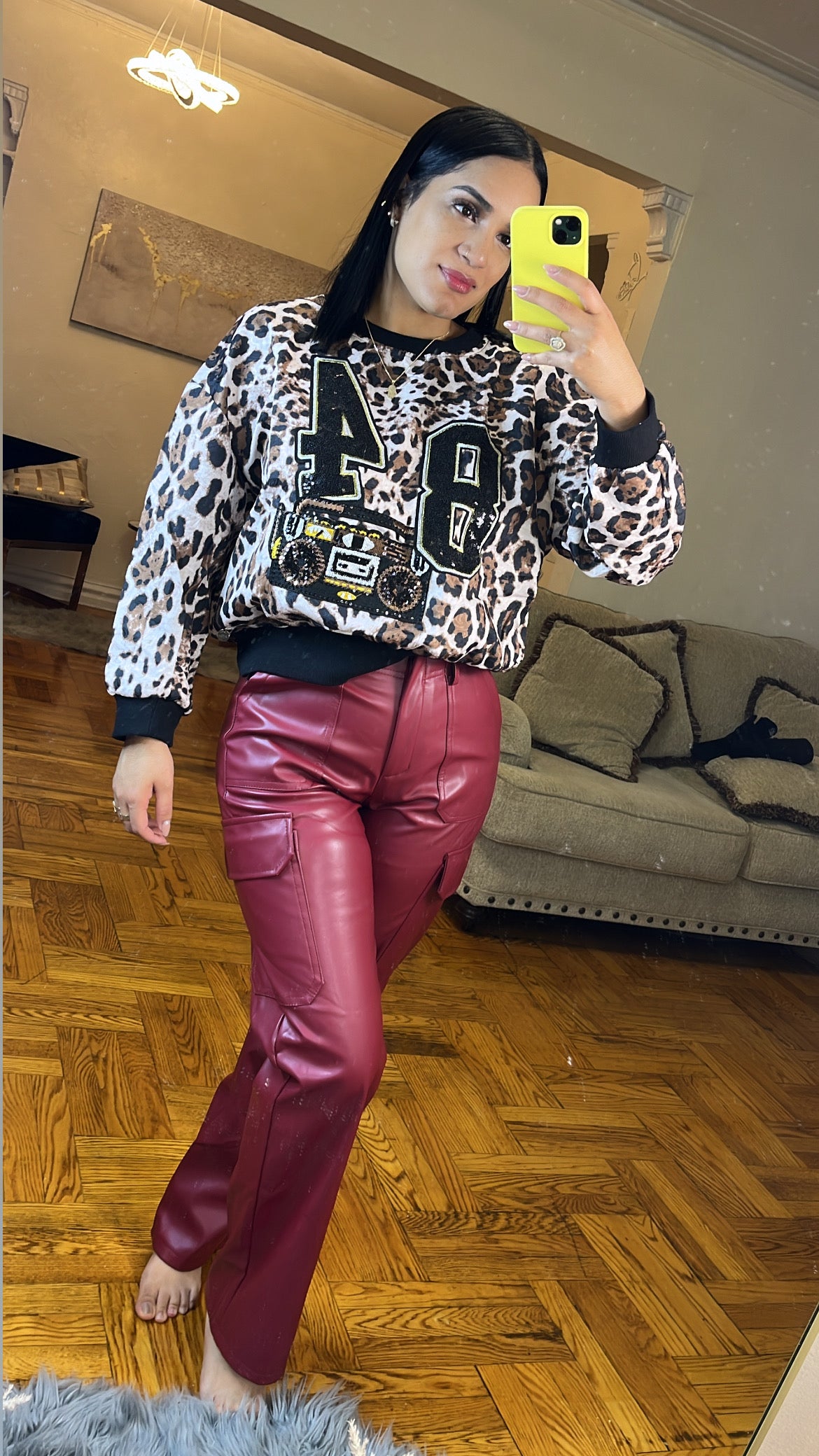 Leather cago pants